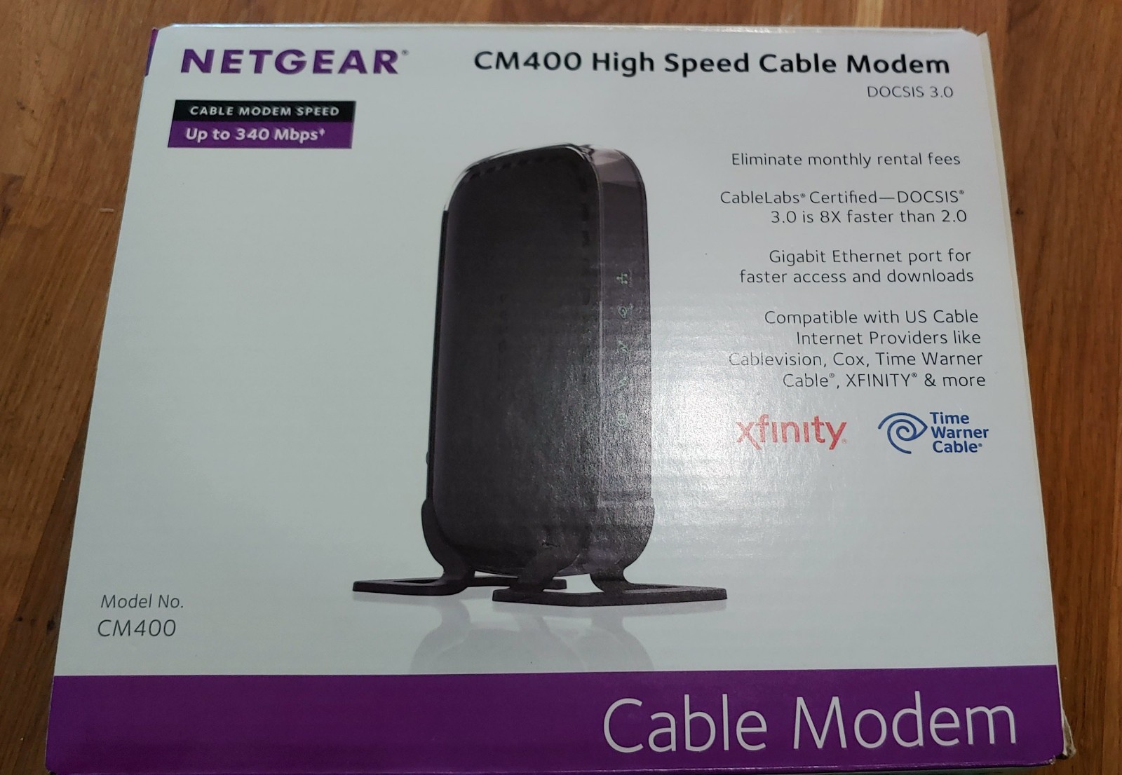 Netgear CM400 High Speed Cable Modem DOCSIS 3.0 340Mbps CM400-100NAS