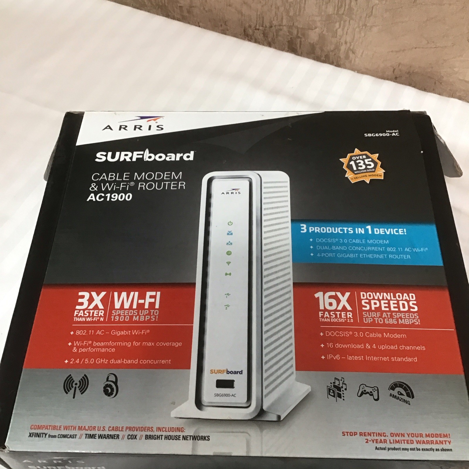 ARRIS SURFboard SBG6900AC Docsis 3.0 Cable Modem & AC1900 Wi-Fi Router