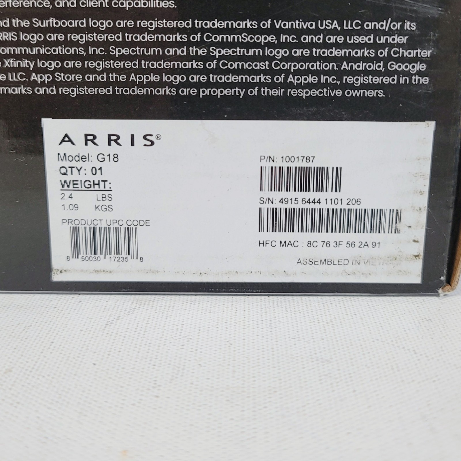 Arris G18 AX1800 WiFi 6 & DOCSIS 3.1 Cable Modem – SEALED – Free Shipping!