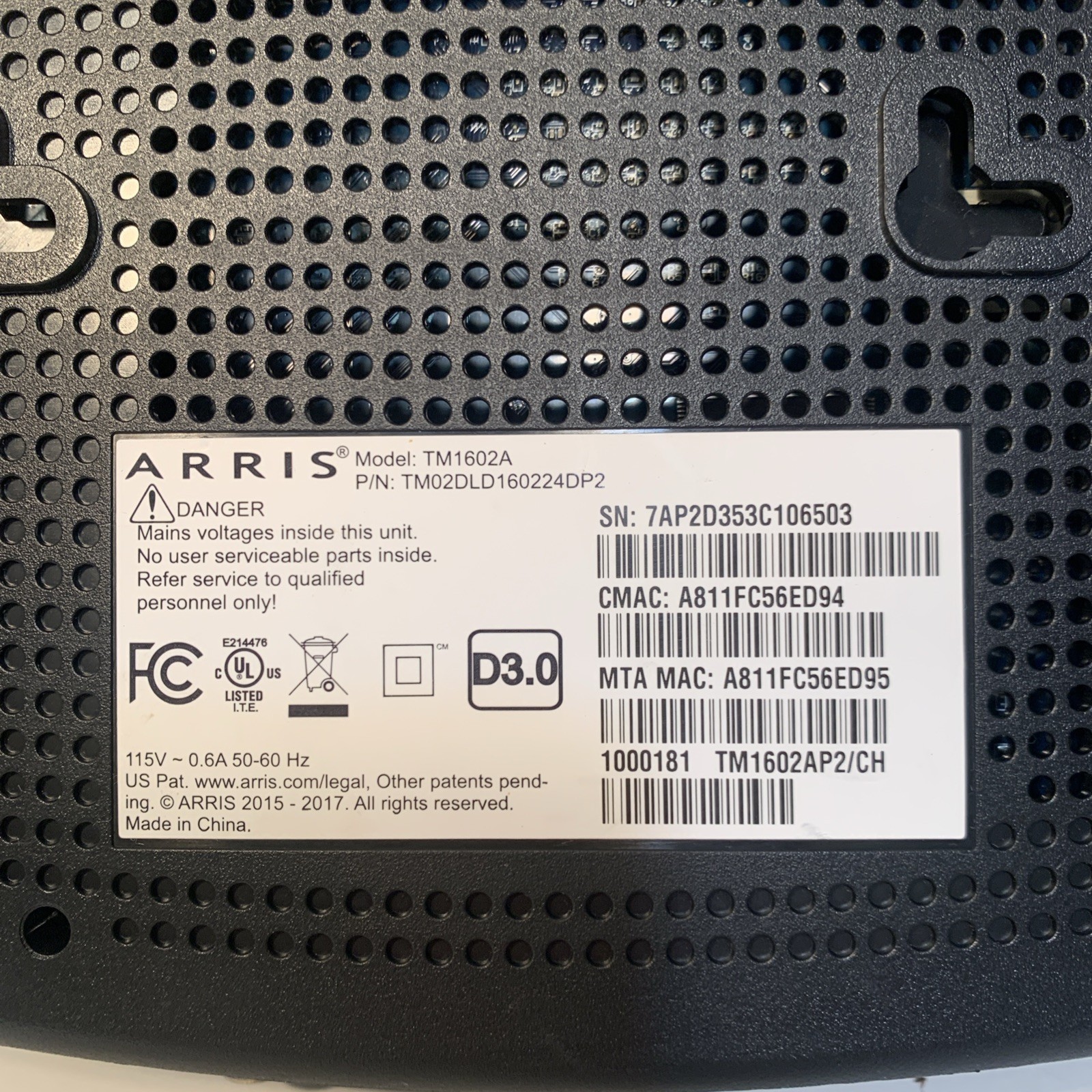 ARRIS Touchstone TM1602A Docsis 3.0 16×4 Telephony Modem **NIB**