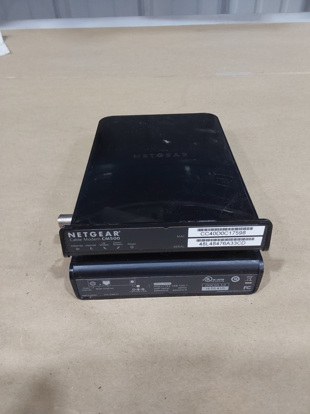 NETGEAR Cable Modem CM500 No Cord