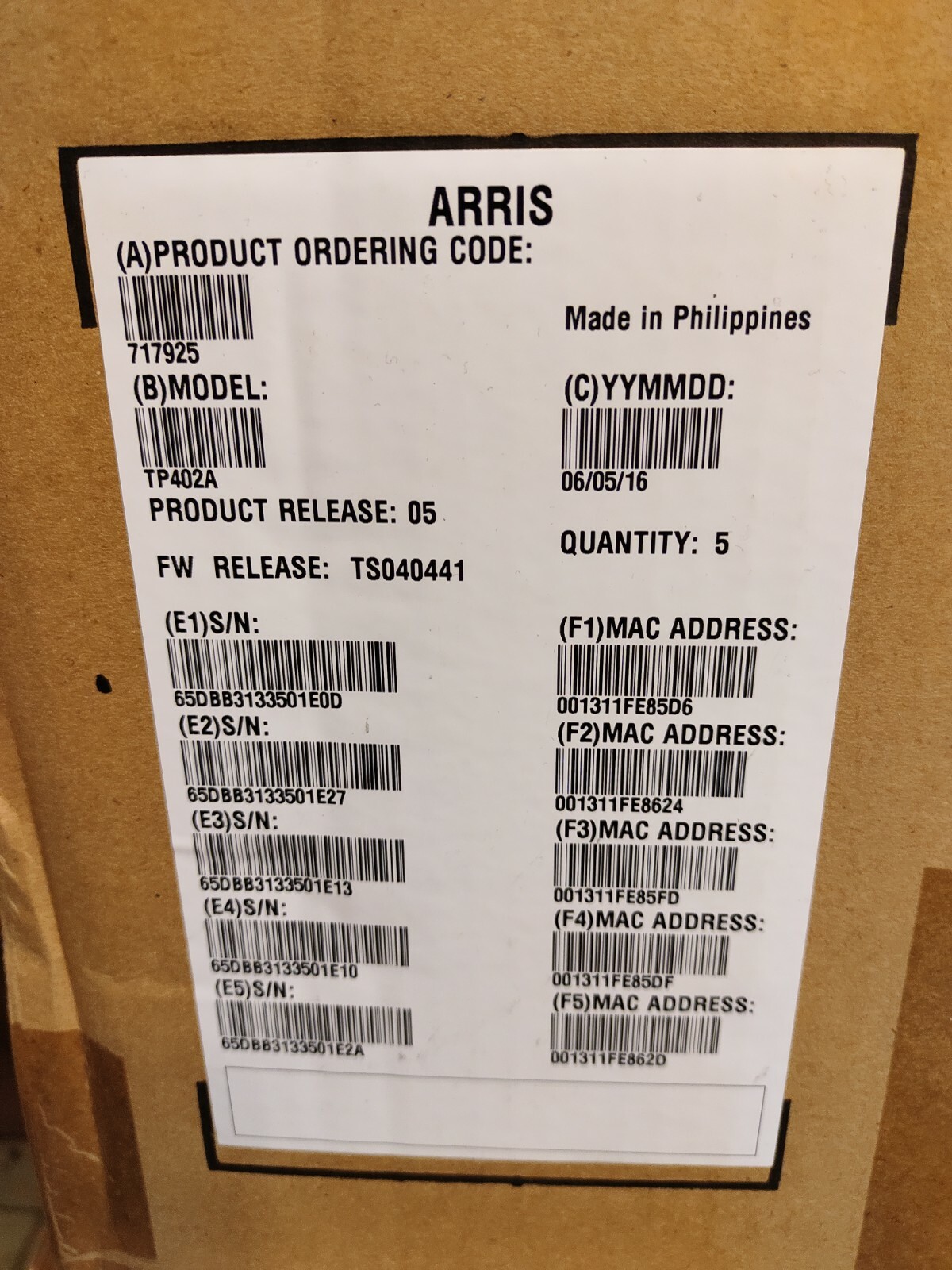 ARRIS Touchstone TP402A Telephony Modem VoIP management device (Lot of 5)