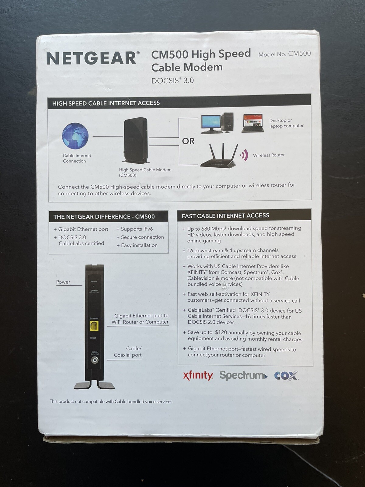 NETGEAR CM500 (CM500100NAS) 680 Mbps Cable Modem
