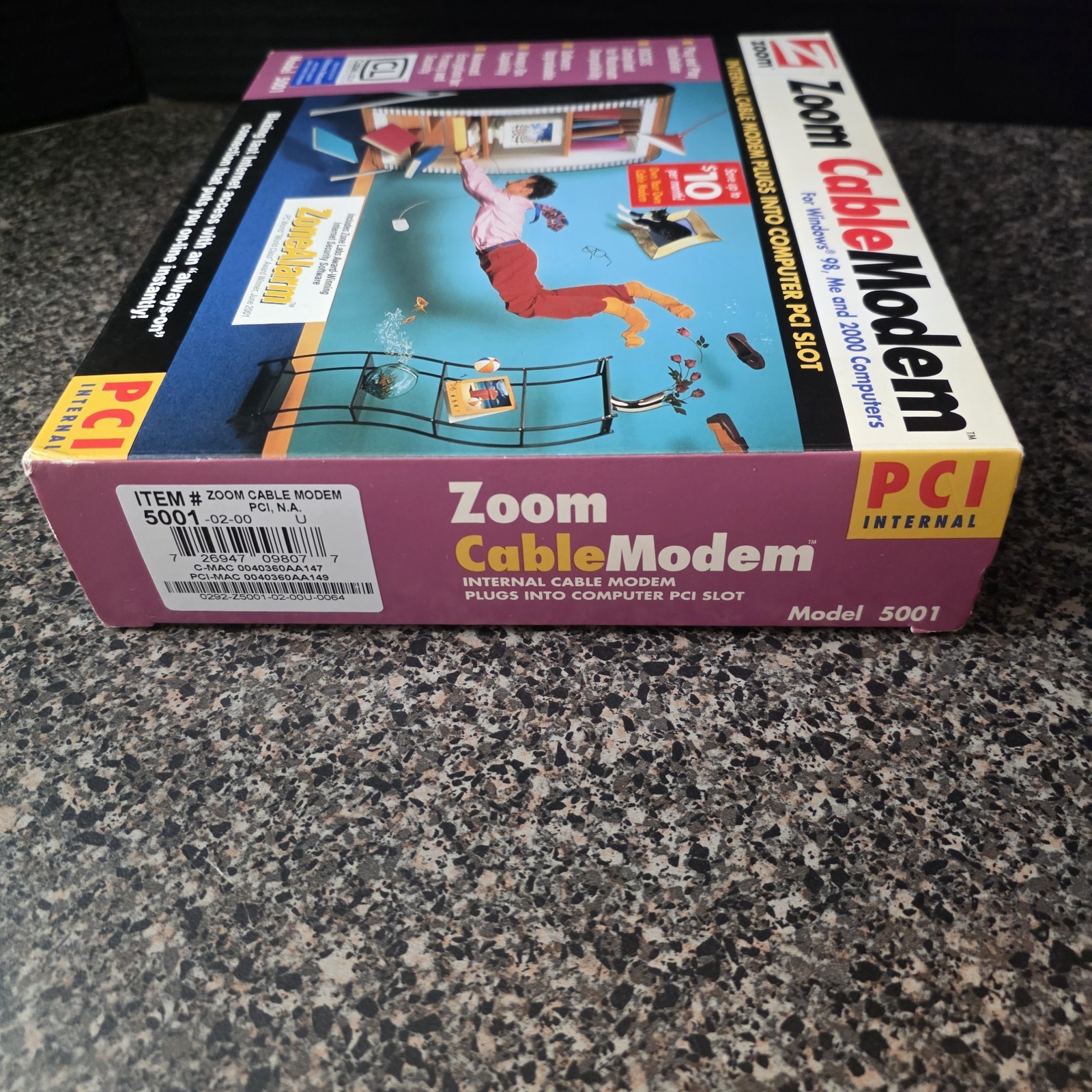 Zoom CableModem PCI Internal Cable Modem Model 5001 Open Box Windows 98 2000