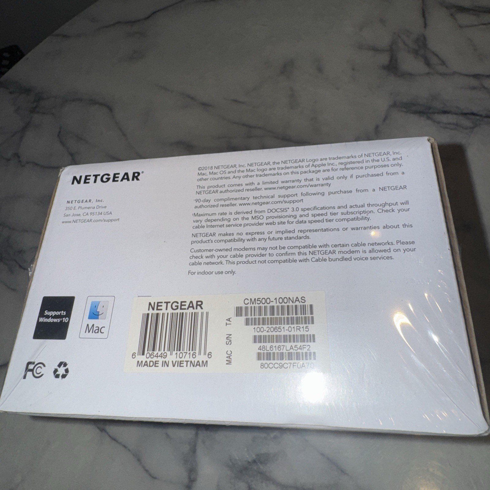 NEW SEALED NETGEAR CM500-1AZNAS 16×4 DOCSIS 3.0 Cable Modem Speeds of 686mbps