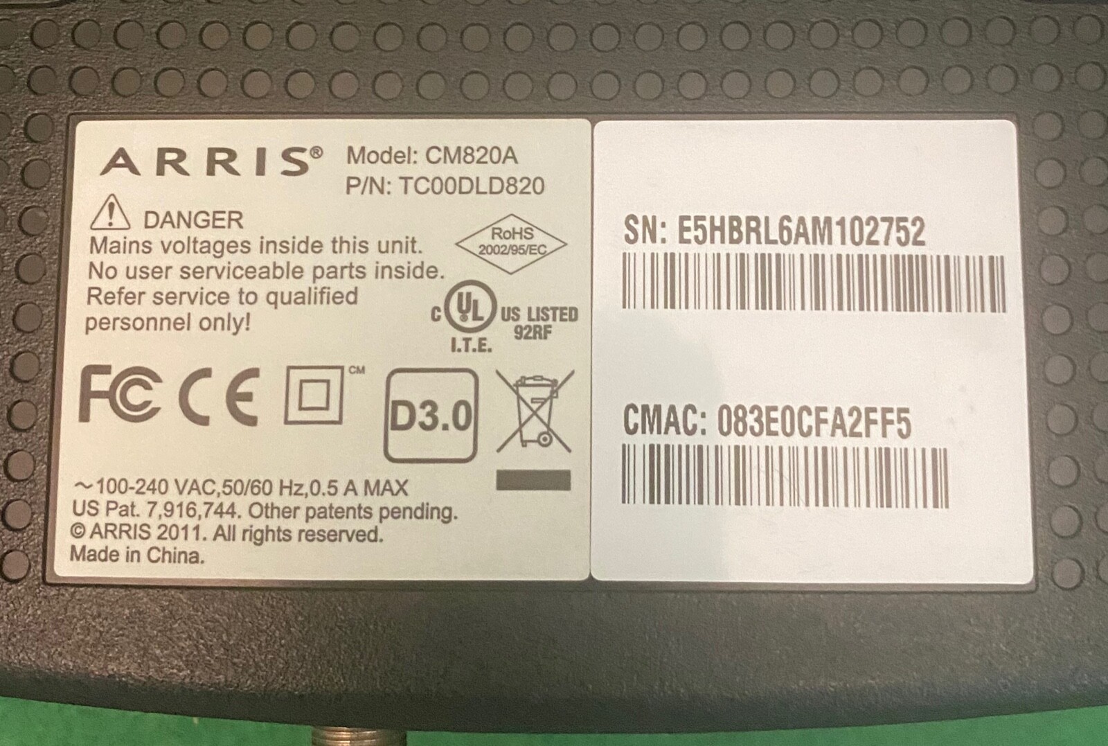 Lot of 4 Arris Cable Modem Model CM820A___PLEASE READ!!!!