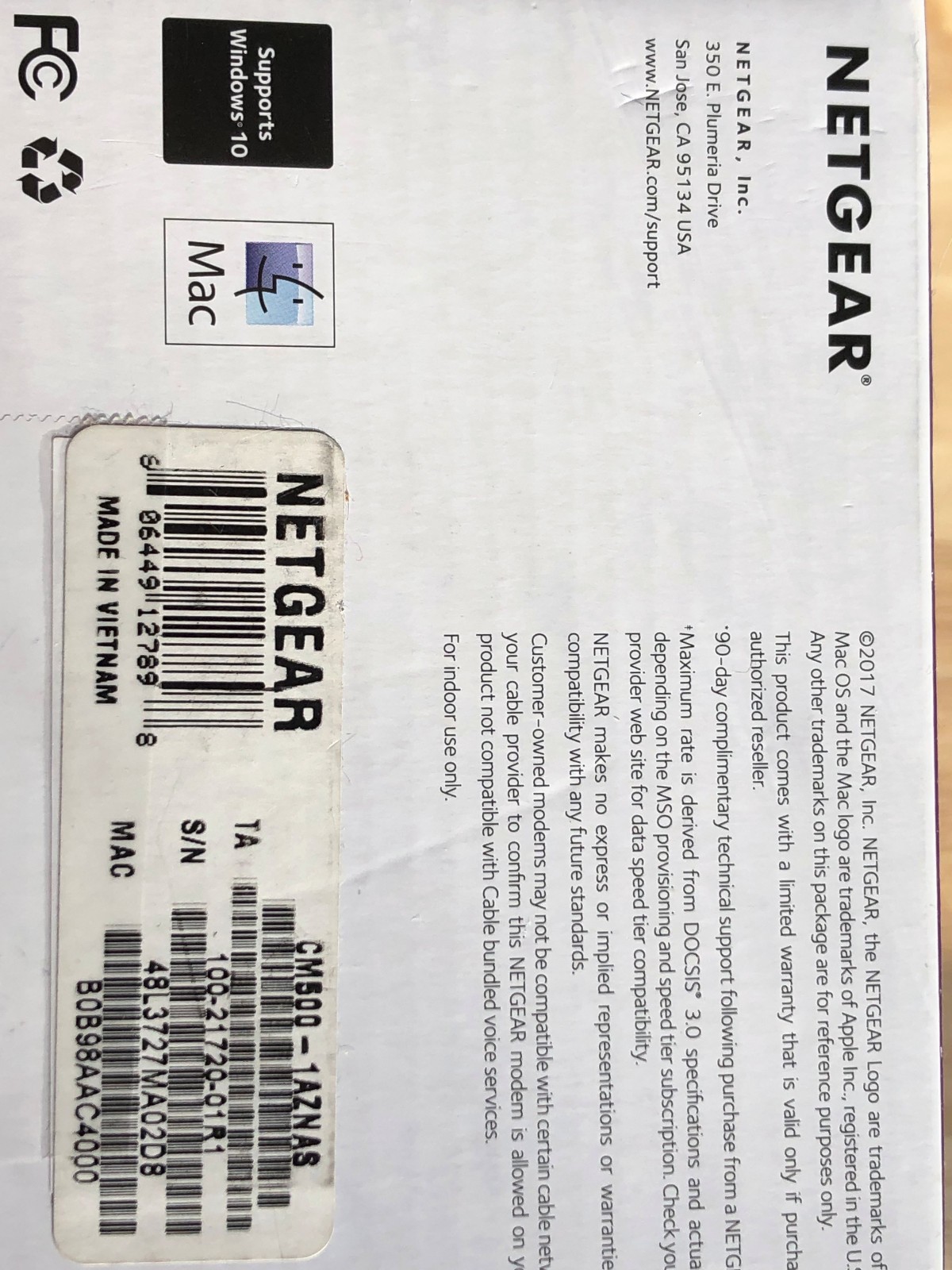 NETGEAR Cm500-1aznas 16×4 DOCSIS 3.0 Cable Modem Max Download Speeds of 686mbps
