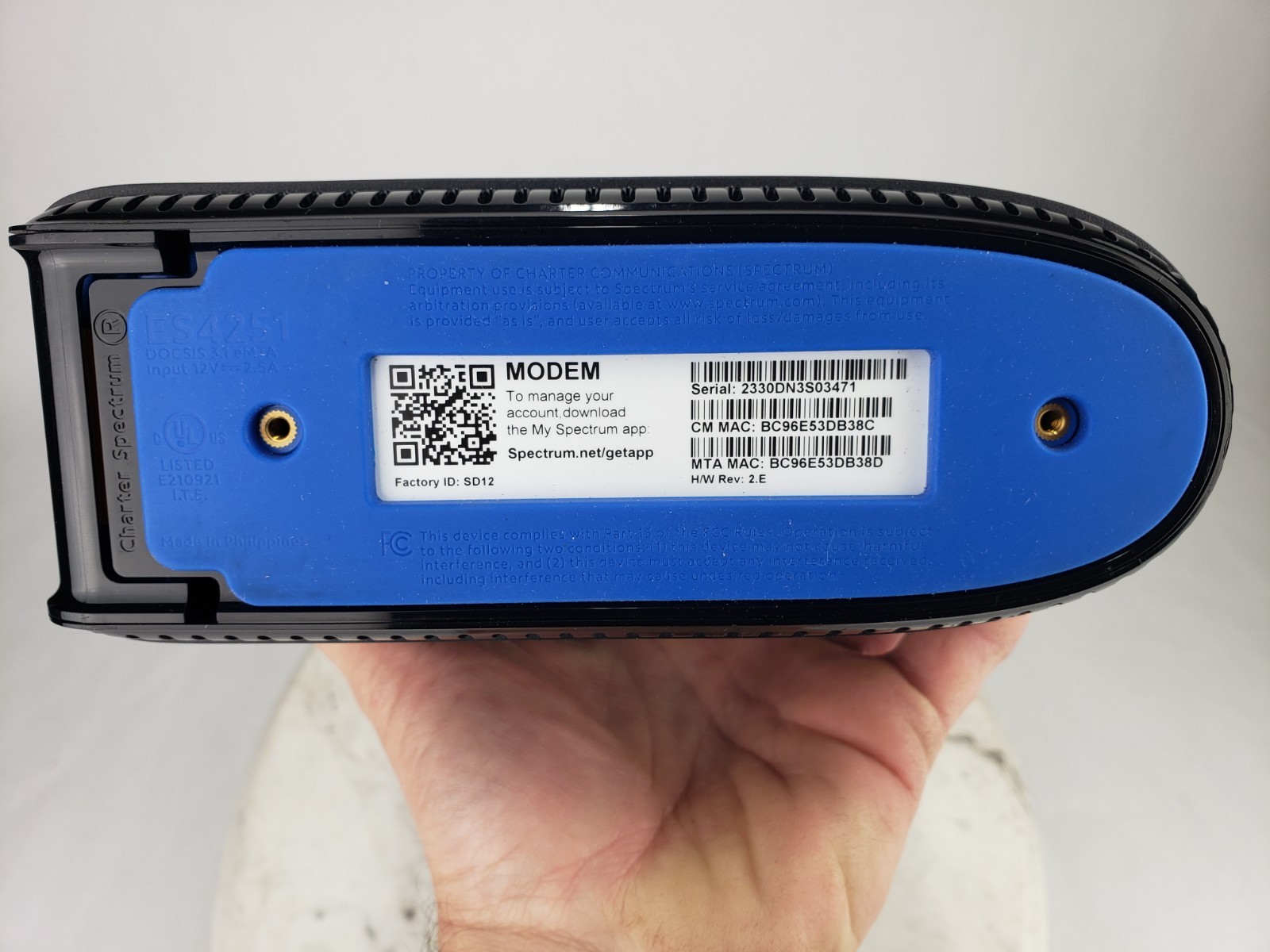 Spectrum – ES4251 SD12 2.5G Wired 4Line EMTA Modem Backup Battery