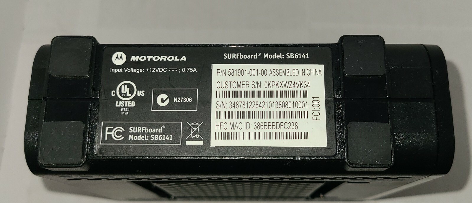 Motorola Surfboard SB6141 DOCSIS Cable Modem Kit w Cables Reset Tested