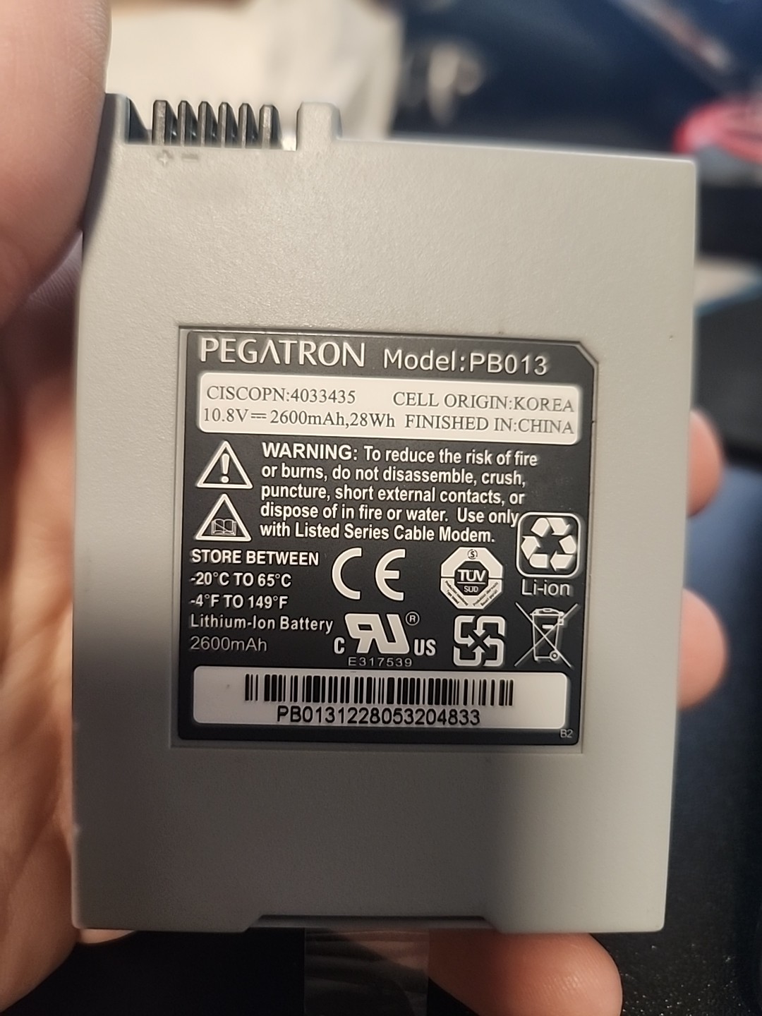 PEGATRON PB013 Modem Battery for DPQ3925 DPQ3939 DPQ3212 10.8V 2600