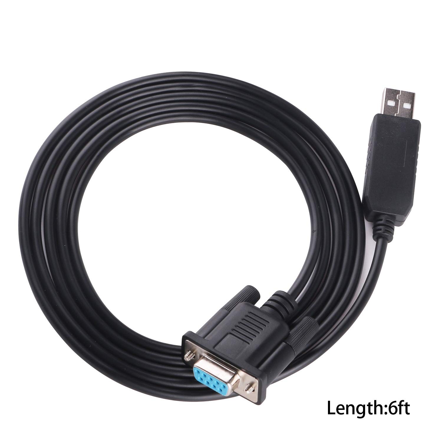 USB to RS-232 DB9 Female 9 Pin Null Modem Rollover Serial Adapter Cable 6ft