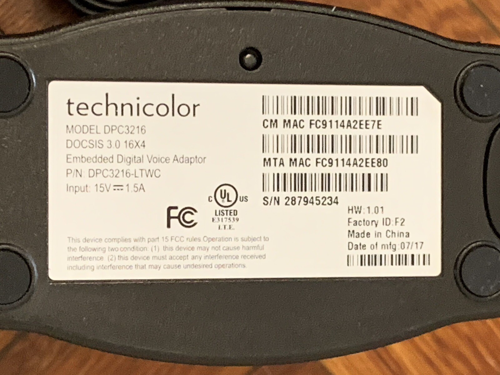 Technicolor DPC3216 Spectrum Cable Modem Wireless Router Multimedia Terminal