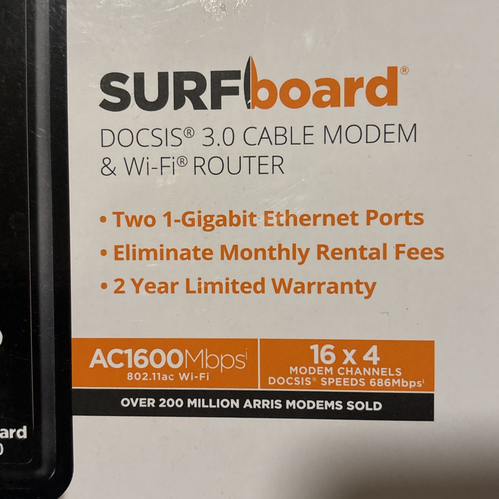 ARRIS SBG10 SURFboard AC1600 Dual-Band Cable Modem Router – Black
