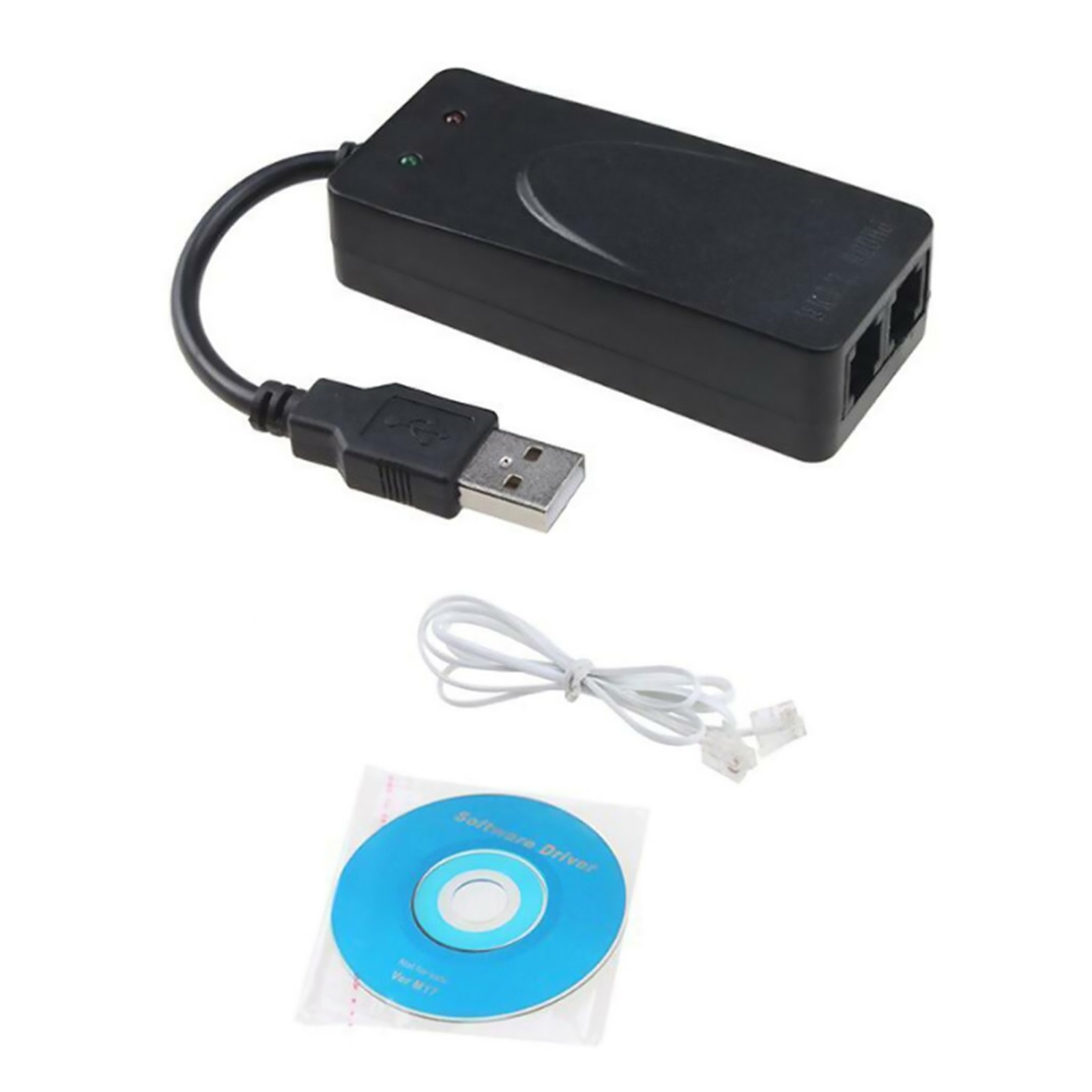 New Dual RJ11 Ports USB 56K External Dial Up Voice Fax Data Modem Win 7/8/10