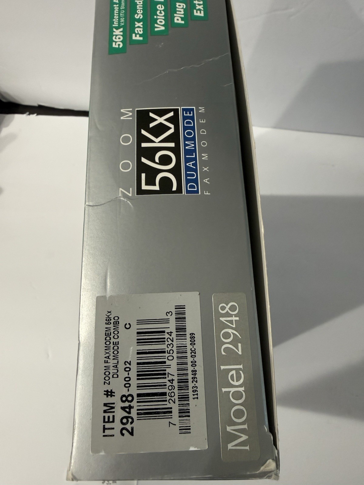 Zoom FaxModem 56Kx Dualmode Model 2948 Serial RS-232 Fax Voice Mail Gray