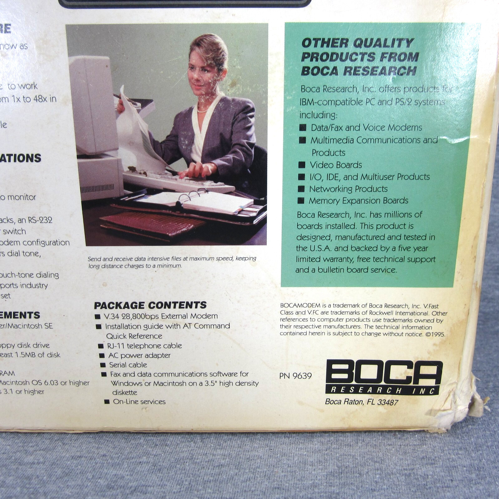 Vintage Boca Bocamodem V.34 28,800bps External Modem Data Fax