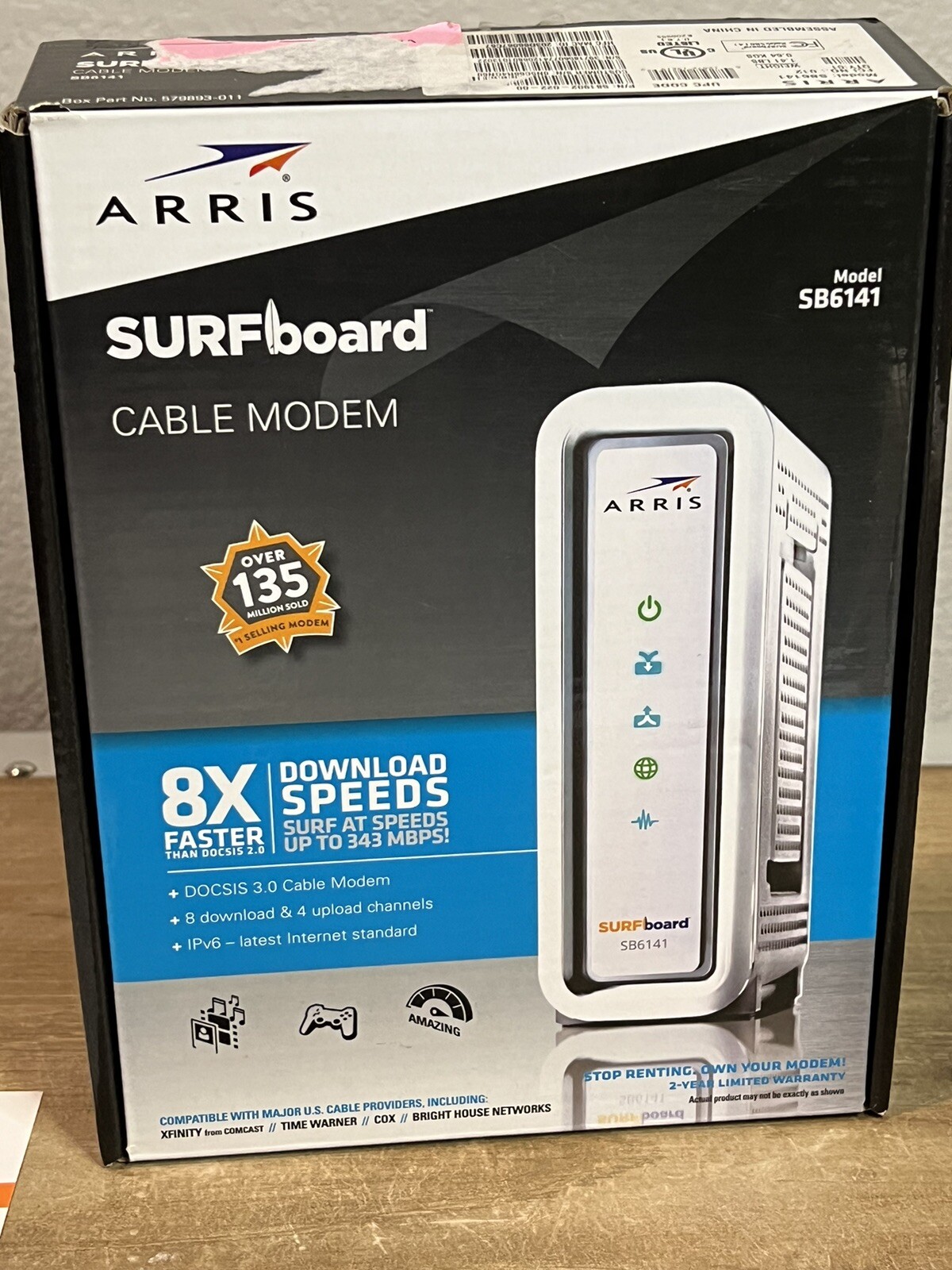 Arris Surfboard Cable Modem 400 Series Model SB6141 DOCSIS 3.0 Certified