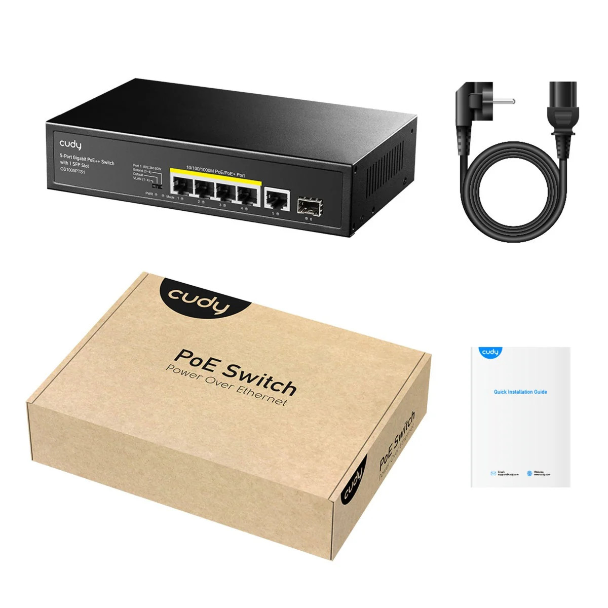 Cudy 5-Port 10 100 1000 PoE+ Switch with 1 SFP Port