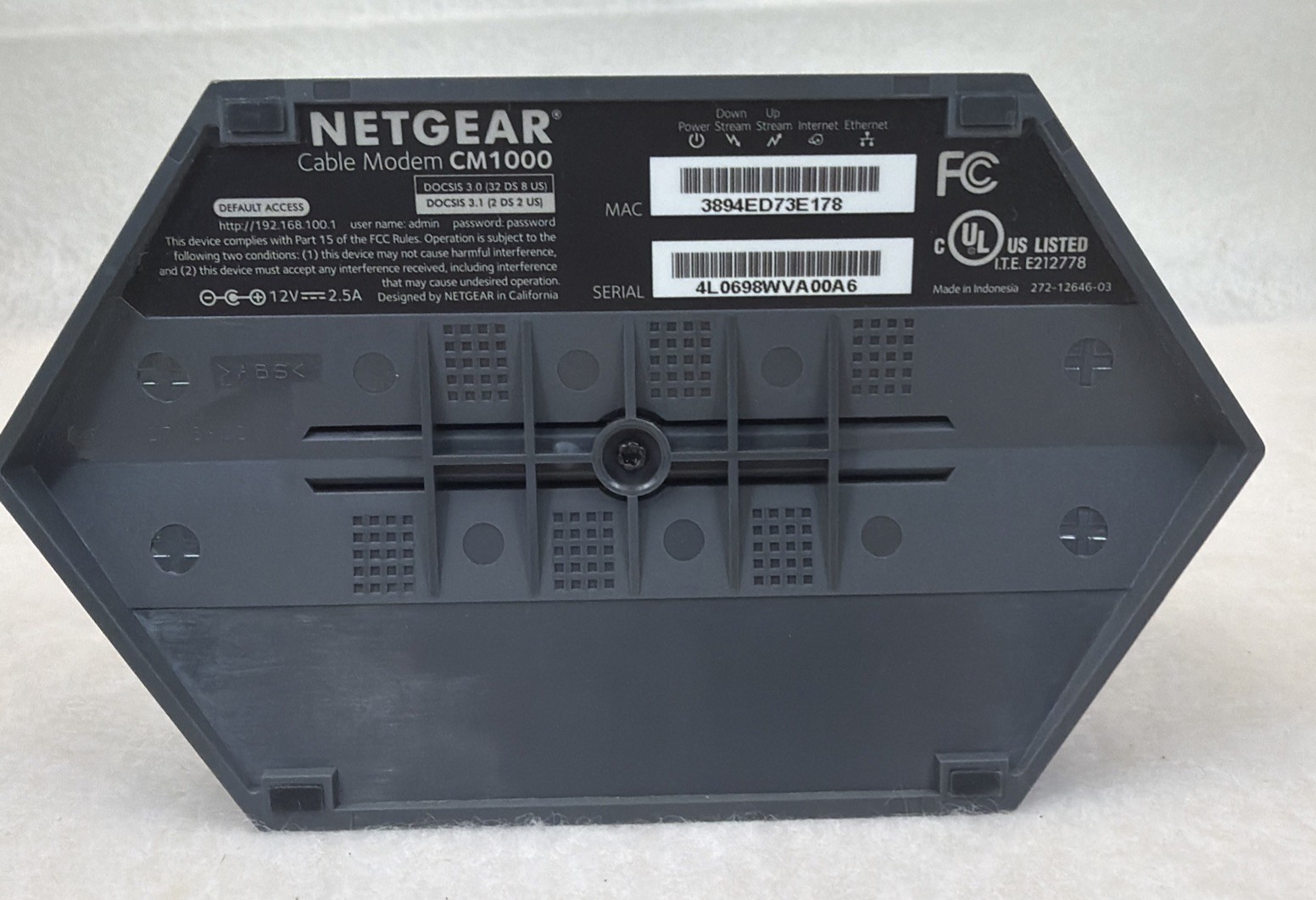 NETGEAR Nighthawk CM1000 DOCSIS 3.1 Cable Modem CM1000-100NAS Black No Cord.