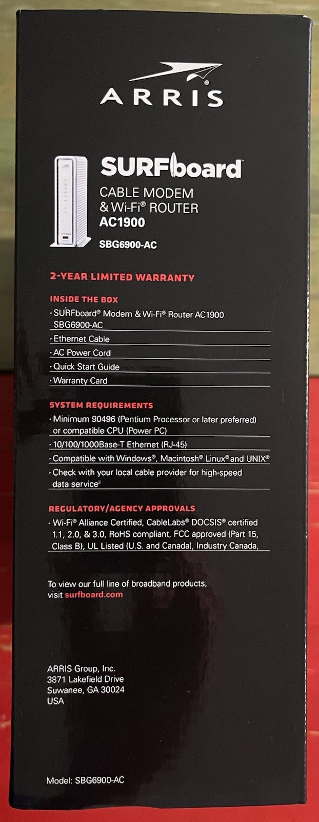ARRIS SURFboard SBG6900 Cable Modem/ Wi-Fi Router Combo-Perfect!–Complete in Box