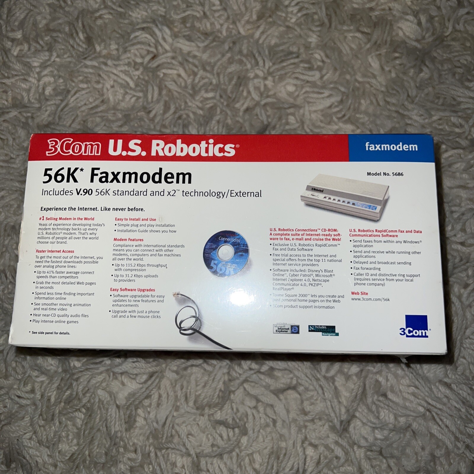 3COM U.S. Robotics 5686 56K X2 External Modem | Super Rare