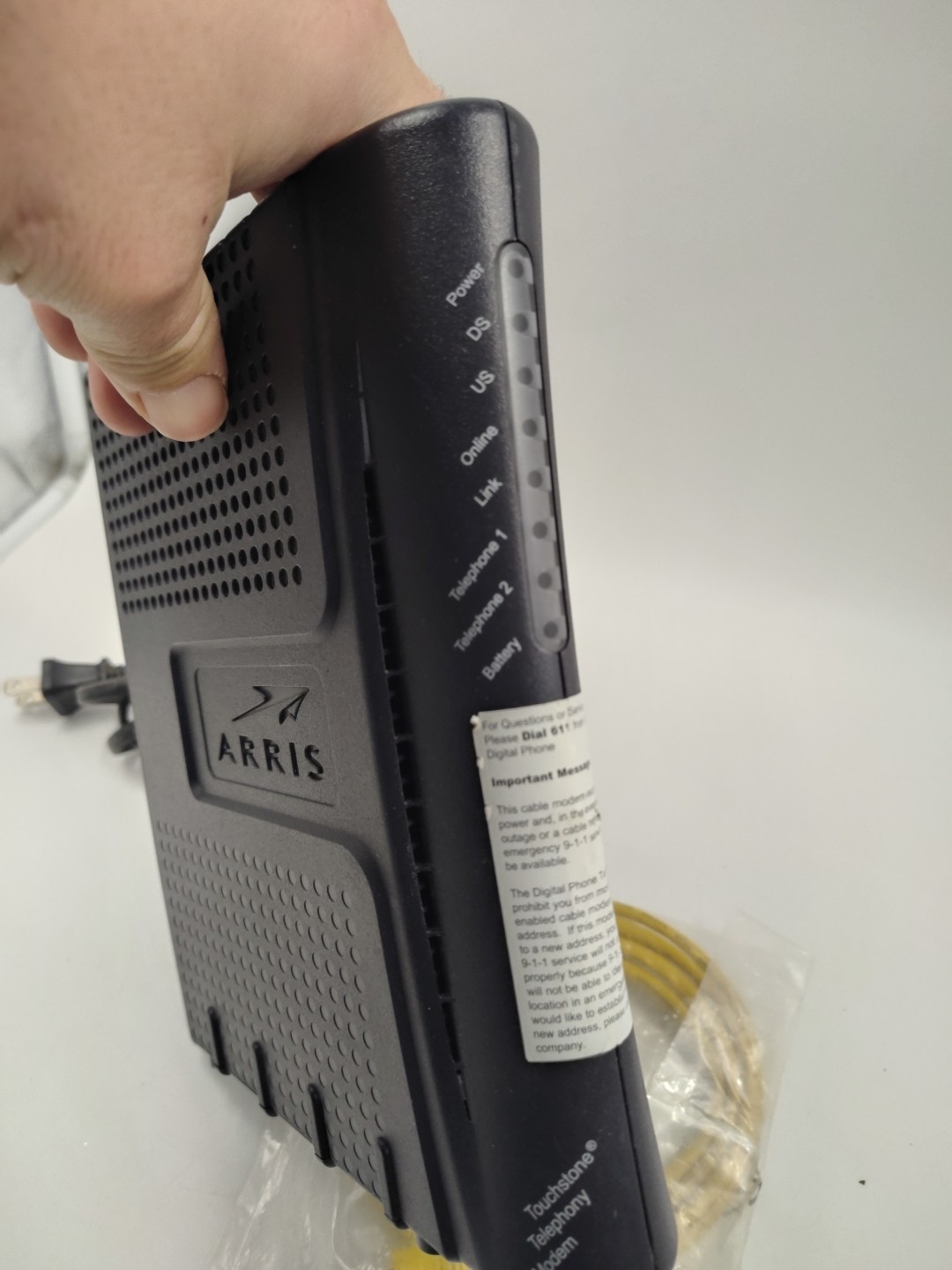 ARRIS TM602G/115 Touchstone Telephony Modem & Power Cord Computer Internet