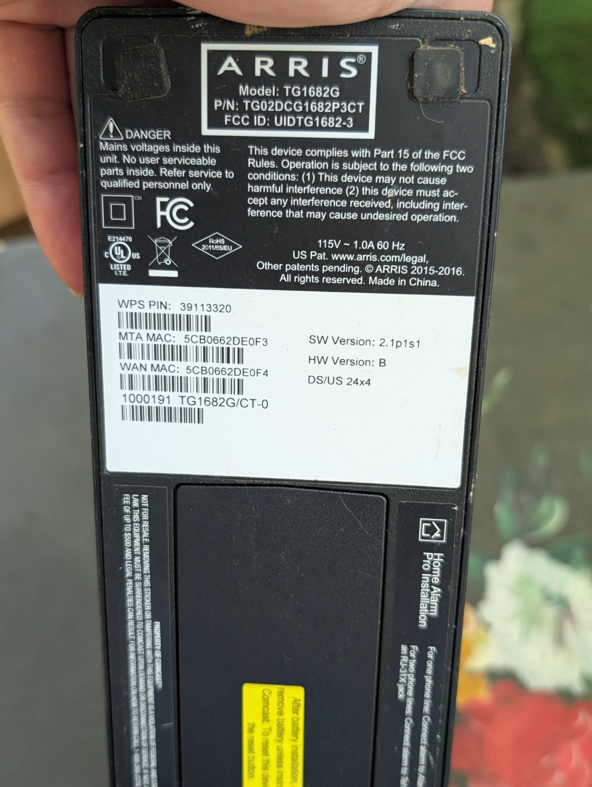 Xfinity Arris TG1682G Dual-Band WiFi Telephone Cable Modem