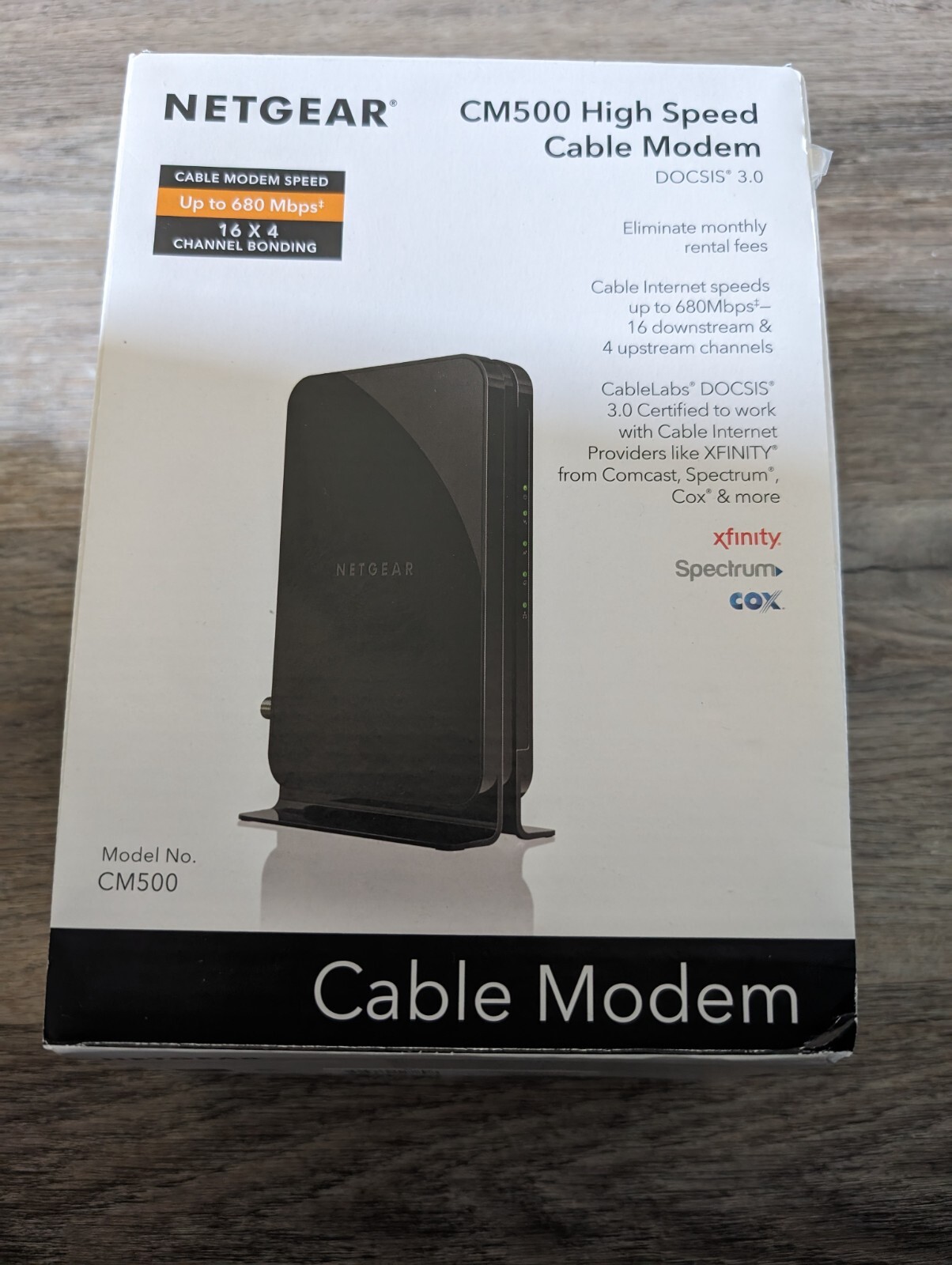 Netgear CM500 Black High Speed Portable Dual Band DOCSIS 3.0 Cable Modem Used