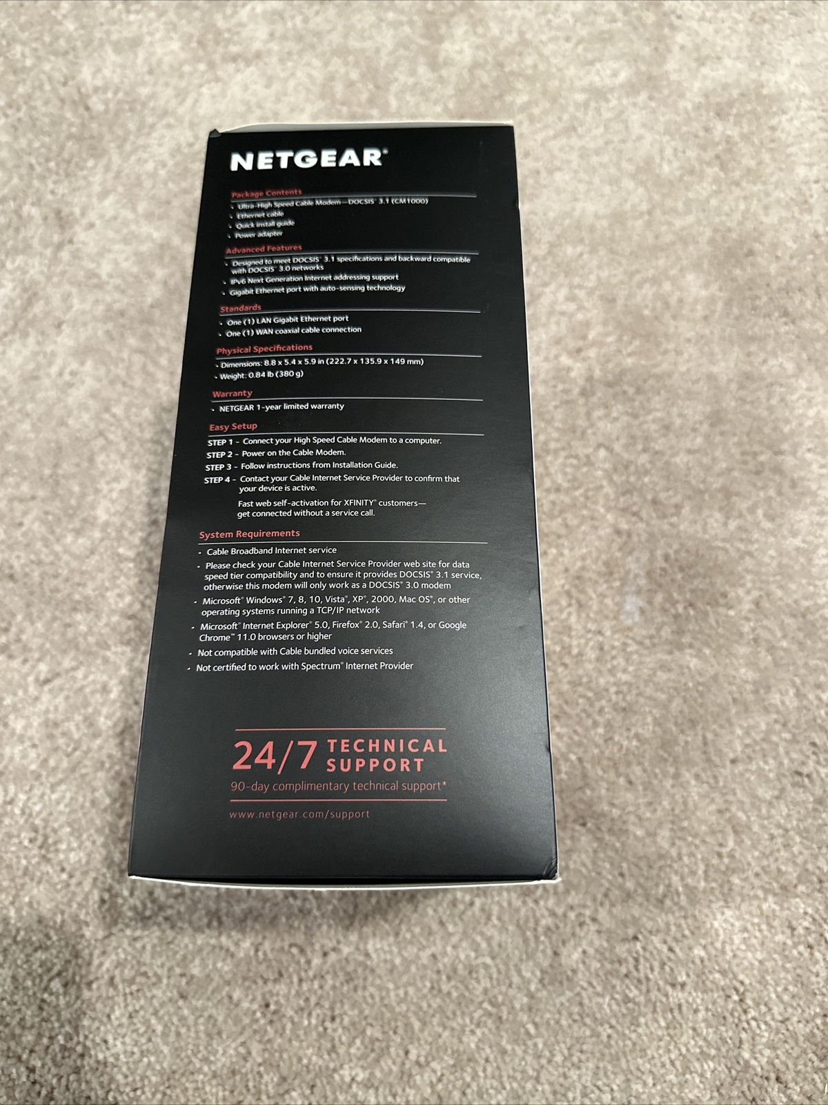 NETGEAR CM1000 Wired-Ethernet (RJ-45) Cable – CM1000100NAS (Black)