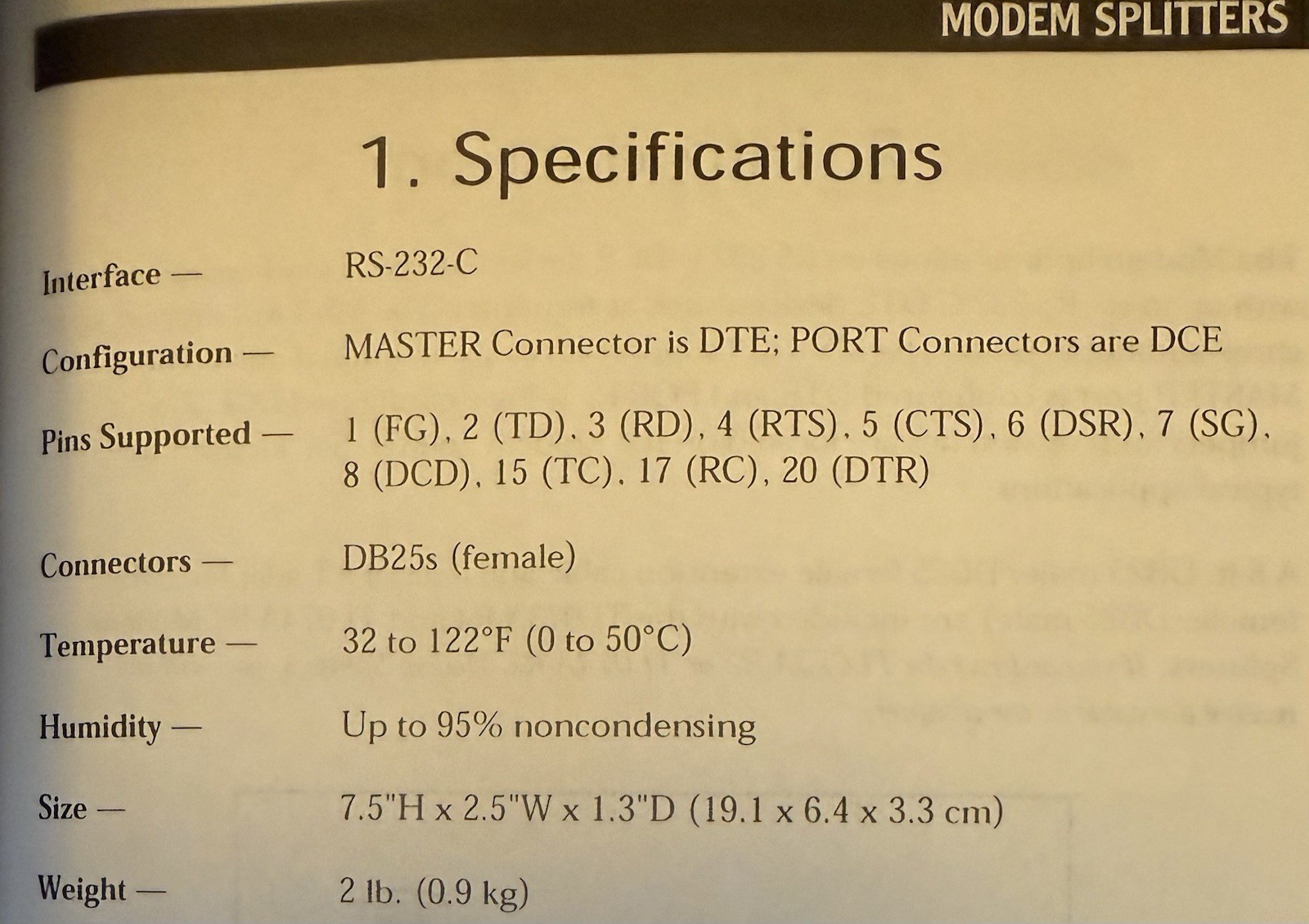 Black Box TL073A-R4 RS-232-C Modem Splitter DB25 Female Multi-Port