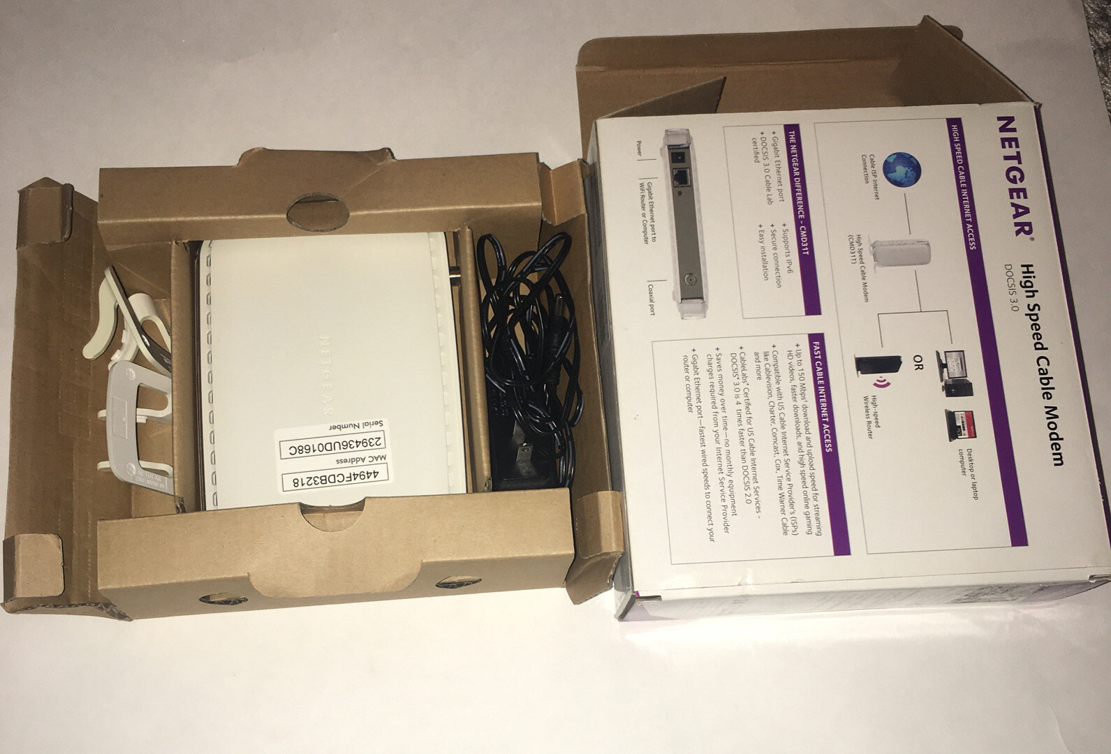 NETGEAR high speed cable modem DOCSIS 3.0 CMD31T