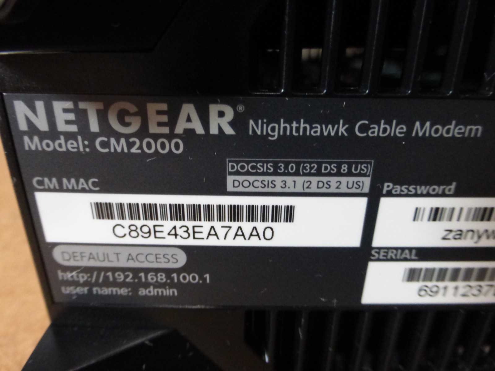 Netgear Nighthawk CM2000 High-Speed Docsis 3.1 ~ 2.5 Gbps Cable Modem & Cables