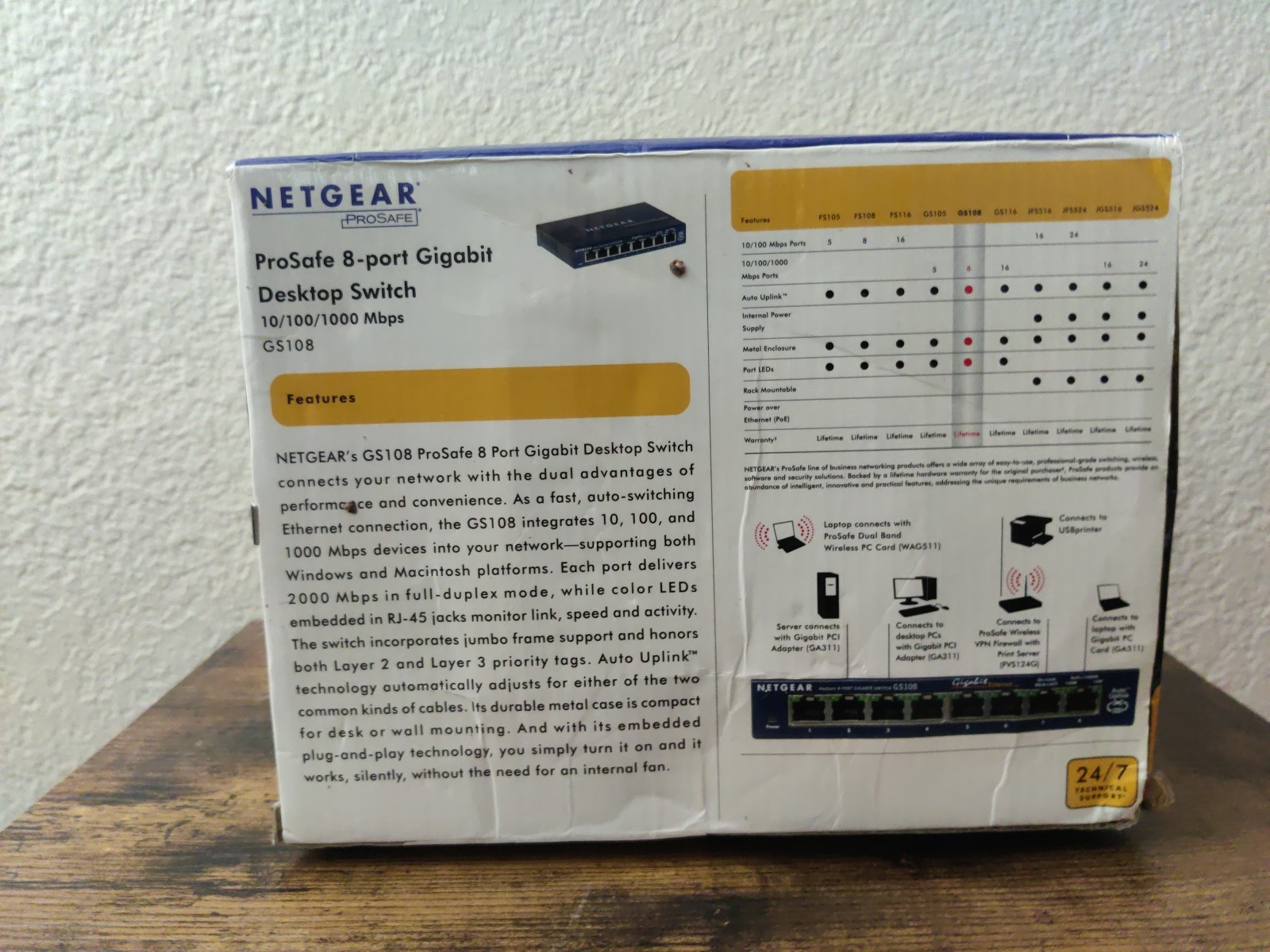 Netgear ProSafe GS108 Gigabit Desktop Switch 8 Port 10/100/1000 Mbps