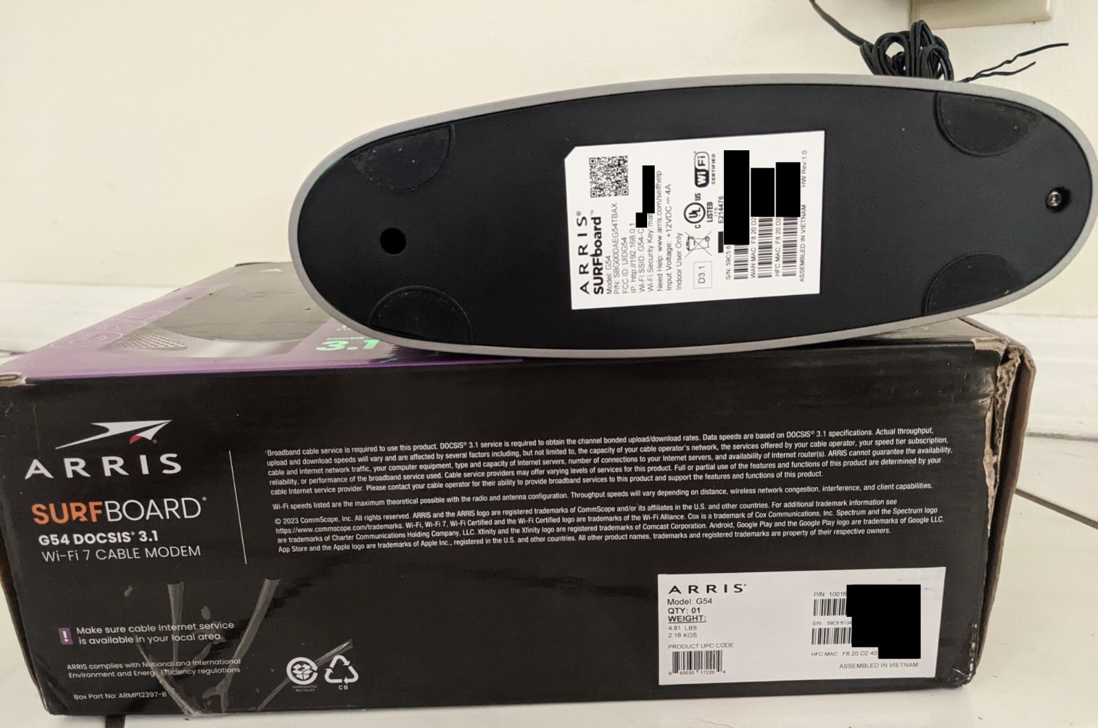 ARRIS SURFboard Multi-Gig G54 DOCSIS 3.1 Wi-Fi 7 Cable Modem
