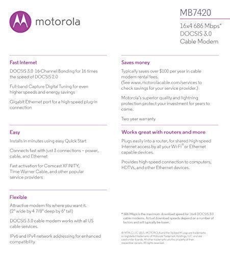 Refur Motorola MB7420-10 16×4 686 Mbps DOCSIS 3.0 Cable Modem xfinity timewarner