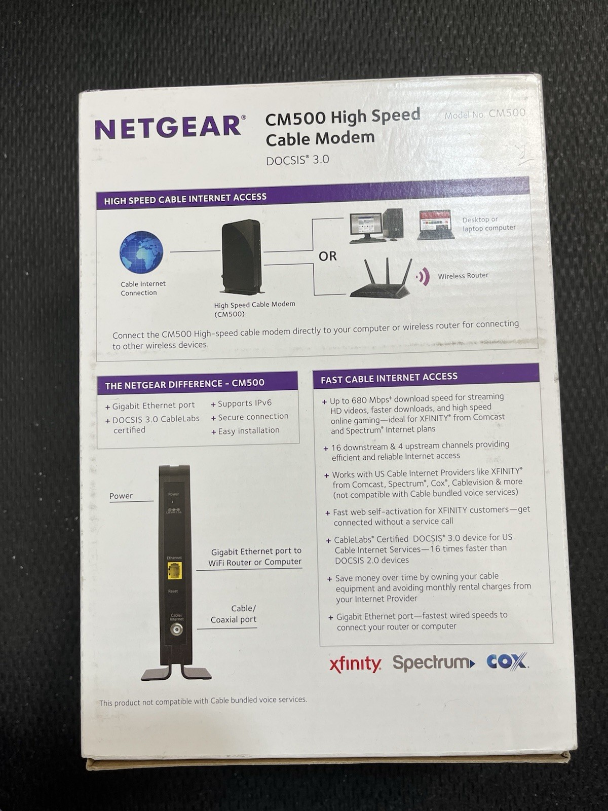 NETGEAR CM500 (CM500100NAS) 680 Mbps – Black