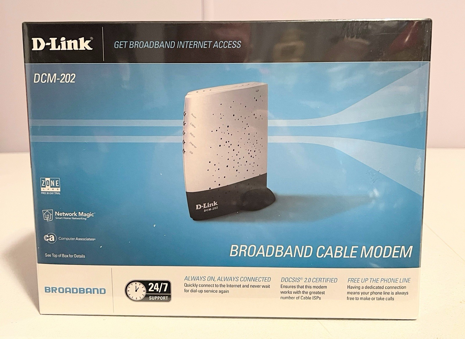 NEW D-Link DCM-202 Broadband Cable Modem Internet Windows Sealed Box With Cables