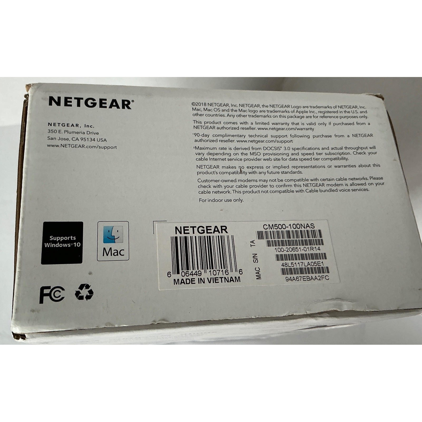 Netgear Cable Modem CM500 DOCSIS 3.0 16×4 High Speed Black Networking