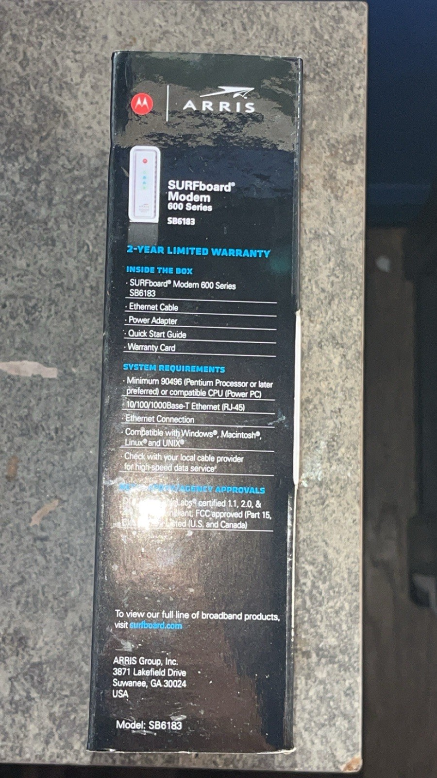 Motorola ARRIS SURFboard Modem 600 Series SB6183 DOCSIS 3.0 686Mbps Ethernet