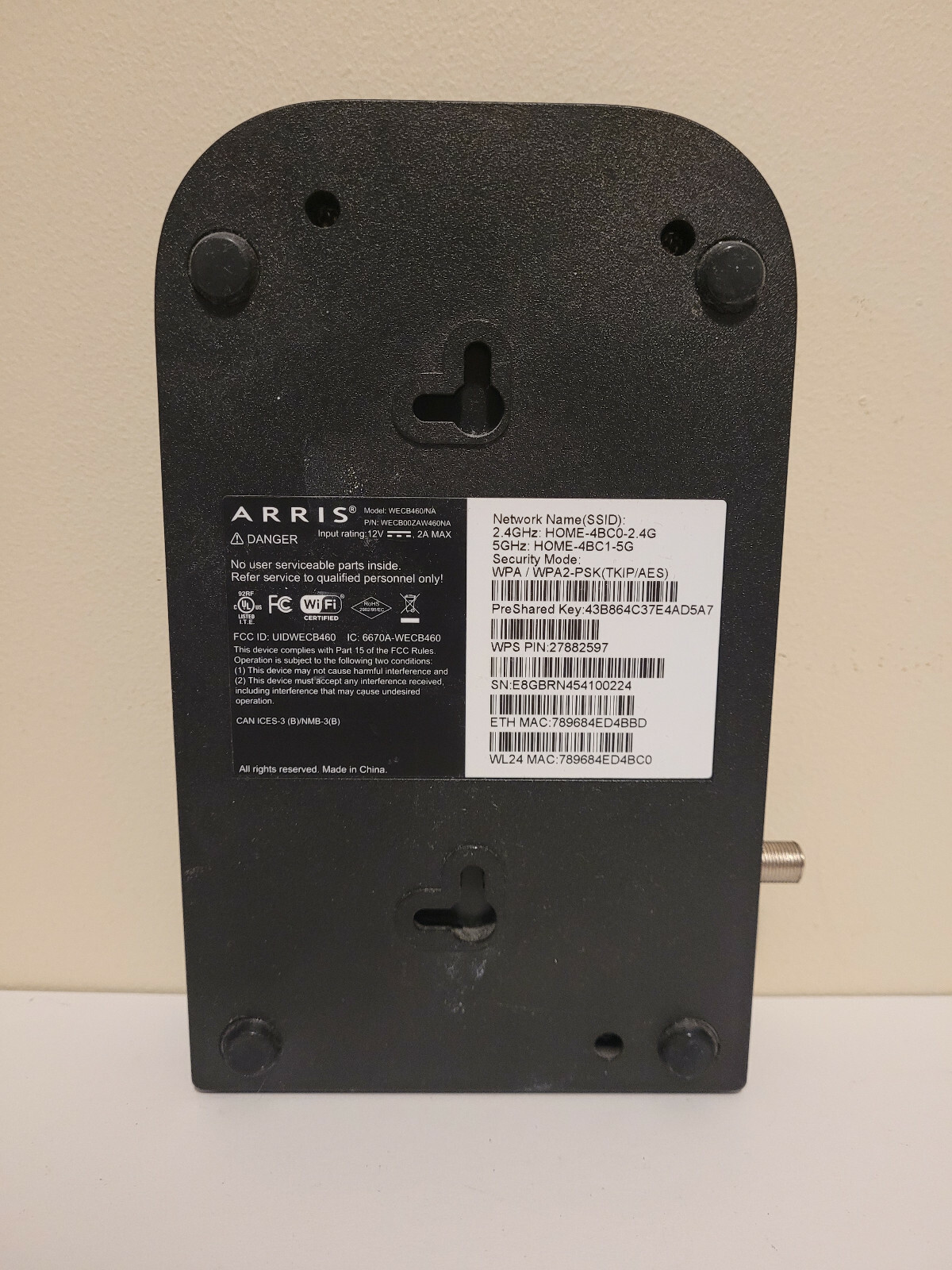 Arris WECB460/NA Touchstone Wireless Ethernet to Coaxial Bridge WECB460 / NA
