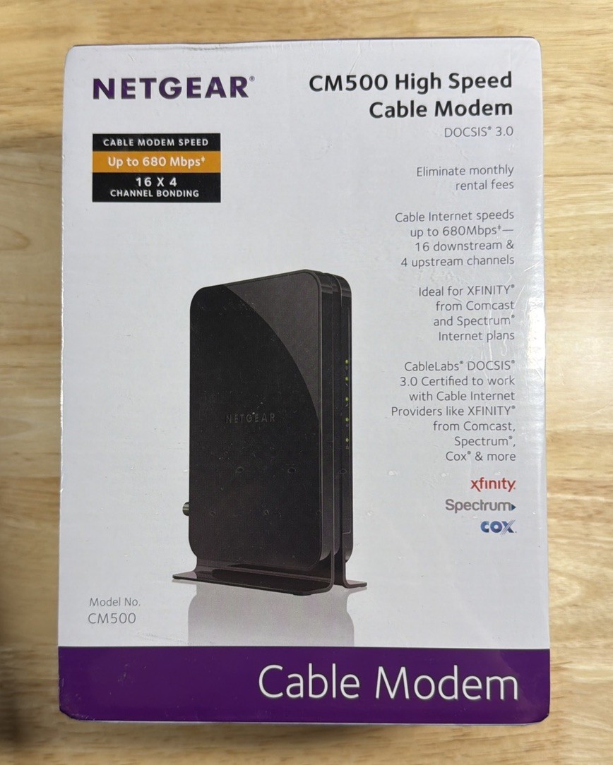 NETGEAR CM500 High Speed Cable Modem DOCSIS 3.0 Up to 680 Mbps Brand New Sealed