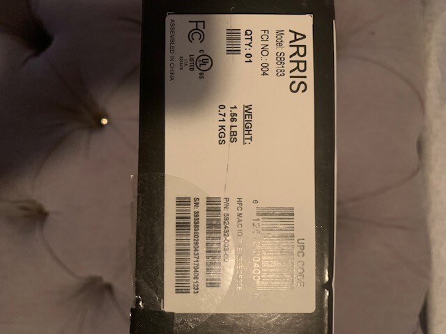 ARRIS SB6183 SURF Board 16 x 4 686 Mbps DOCSIS Speed 3.0 Cable Modem White New