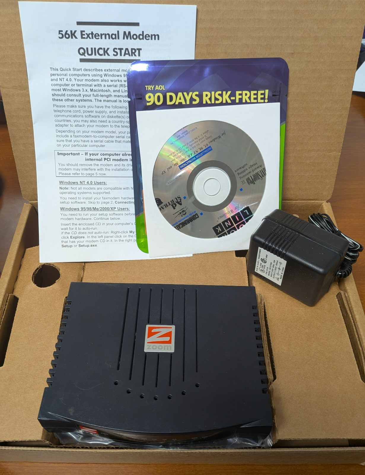 Zoom Fax Modem Voice Mail 56K V.90 External USB Model 2986 UNUSED
