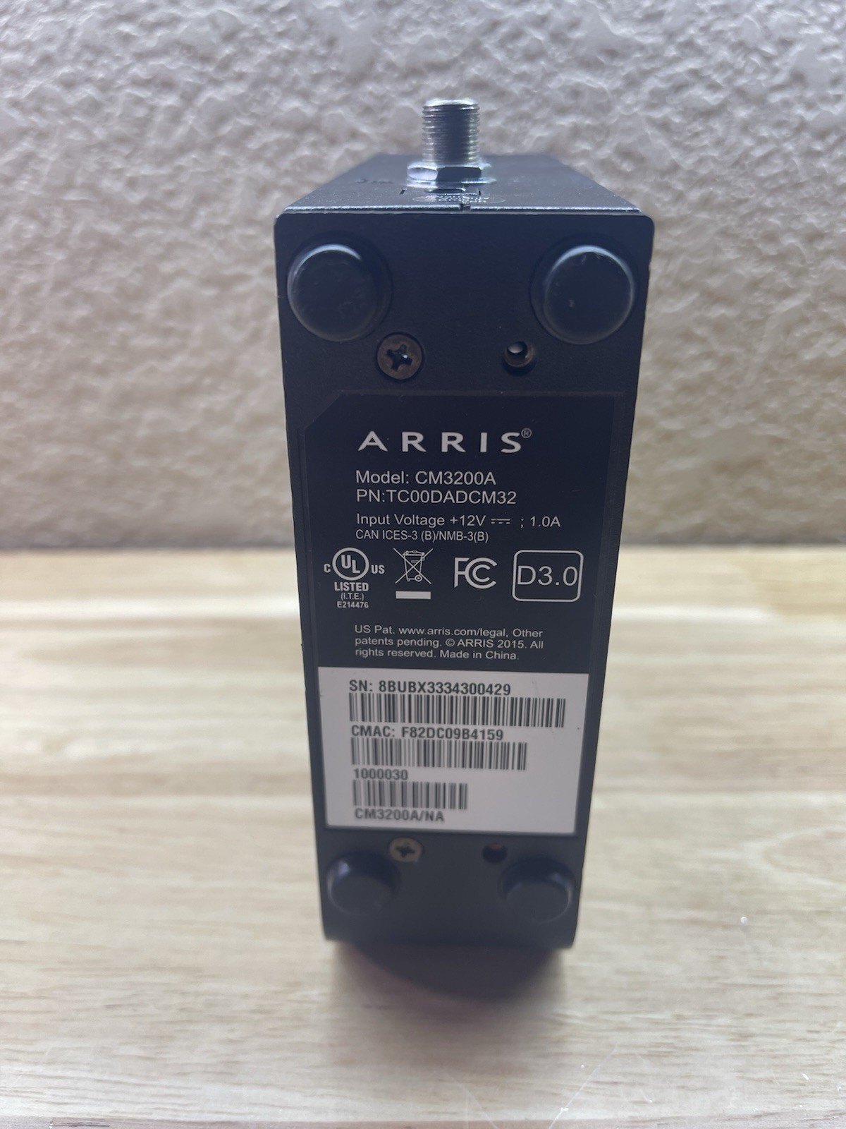 ARRIS CM3200A Gigabit Cable Modem DOCSIS 3.0 TC00DADCM32 w/ Adapter