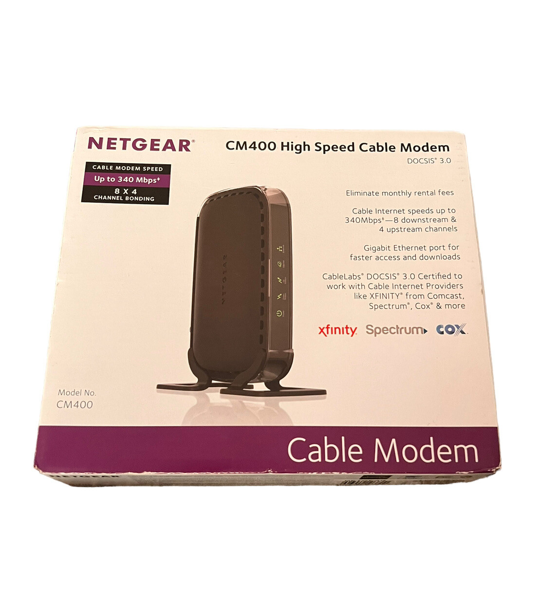NETGEAR CM400-100NAS DOCSIS 3.0 WITH BOX TESTED WORKING