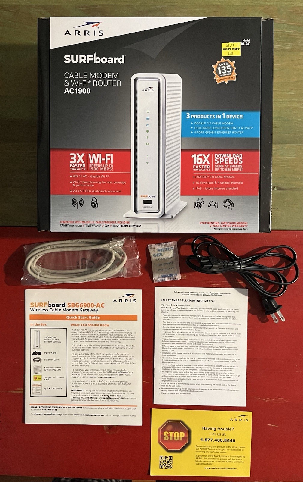 ARRIS SURFboard SBG6900 Cable Modem/ Wi-Fi Router Combo-Perfect!–Complete in Box