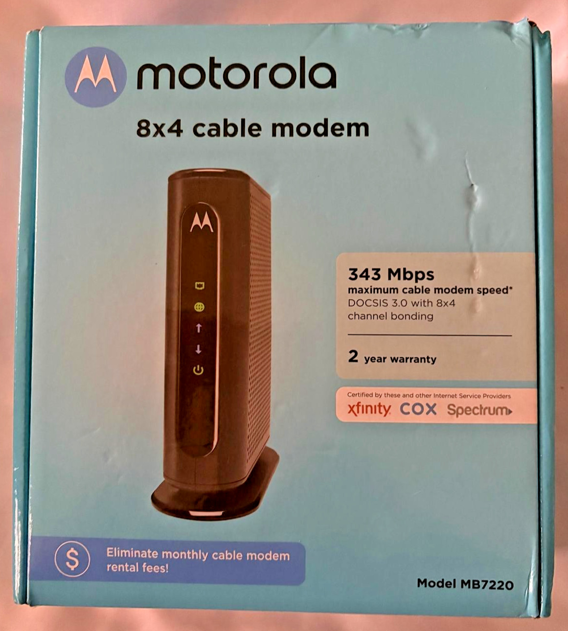 Motorola MB7220 DOCSIS 3.0 Cable Modem 8×4 343 Mbps Xfinity Spectrum Cox
