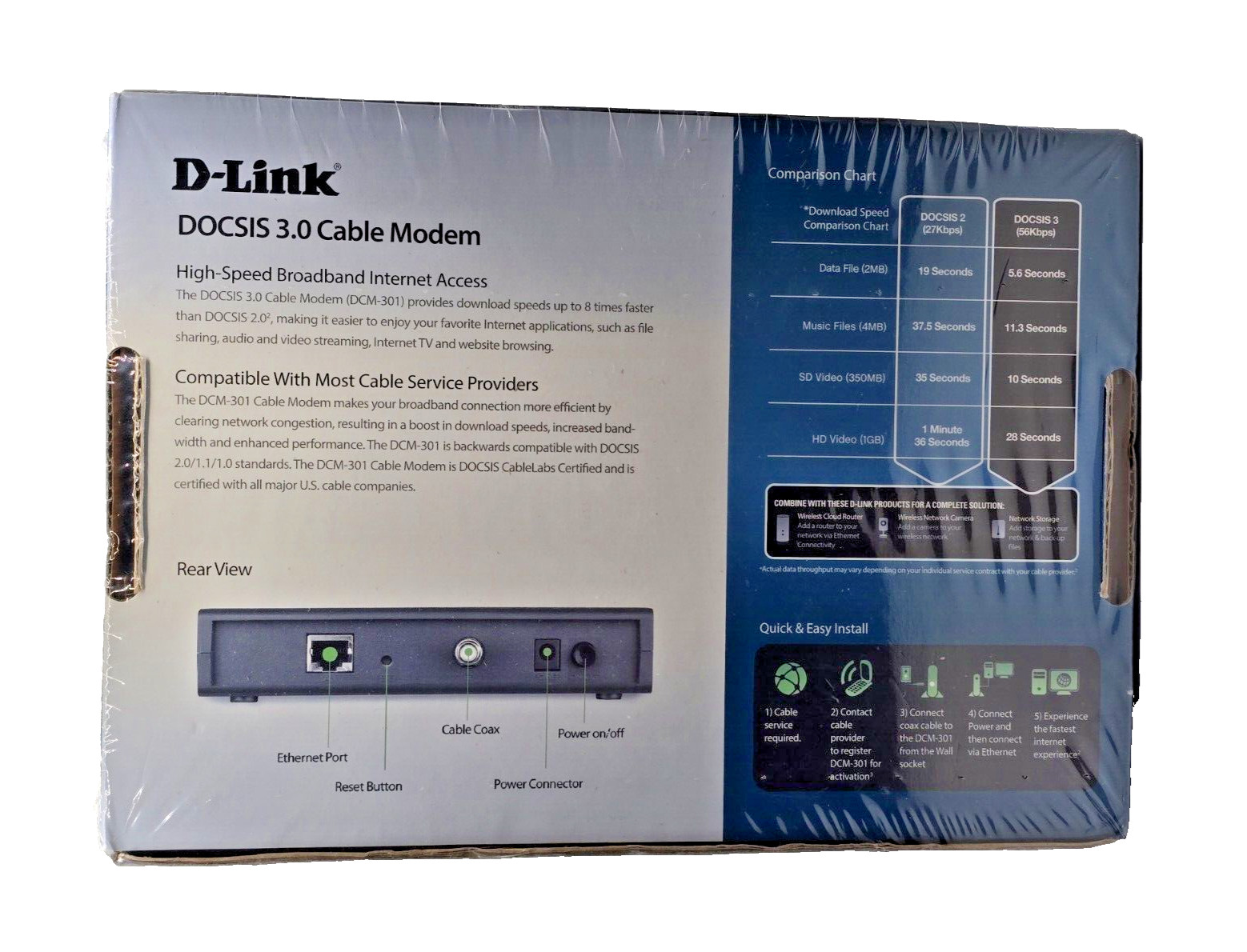 D-Link DCM-301 NEW & SEALED DOCSIS 3.0 Cable Modem High Speed Broadband Internet
