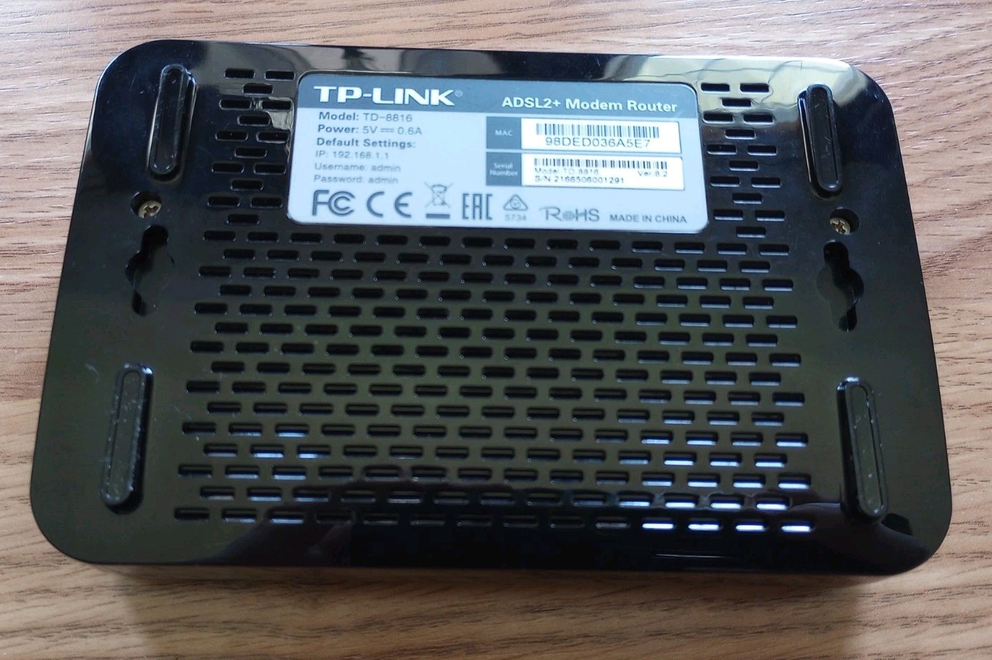 TP-Link ADSL2+ Modem Router TD-8816 (Color: Black) WORKS USED