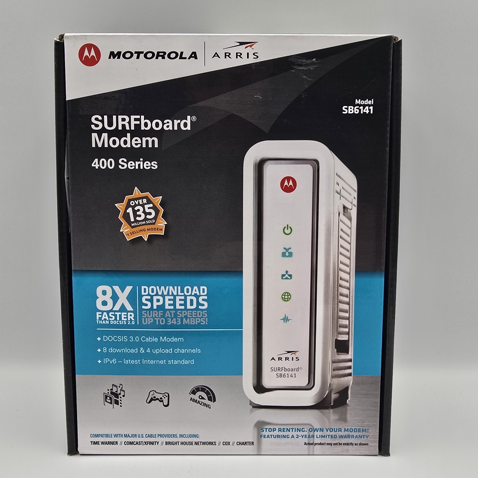 Motorola Arris SURFboard Modem 400 Series SB6141 343 Mbps DOCSIS 3.0 Ethernet